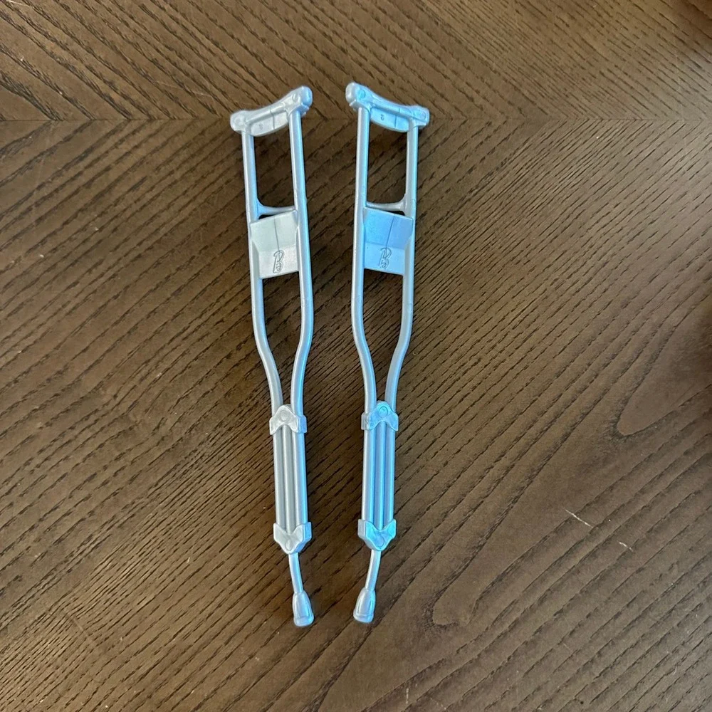 Barbie Doll Silver Crutches Pair Medical Accessories Replacement Parts B Logo